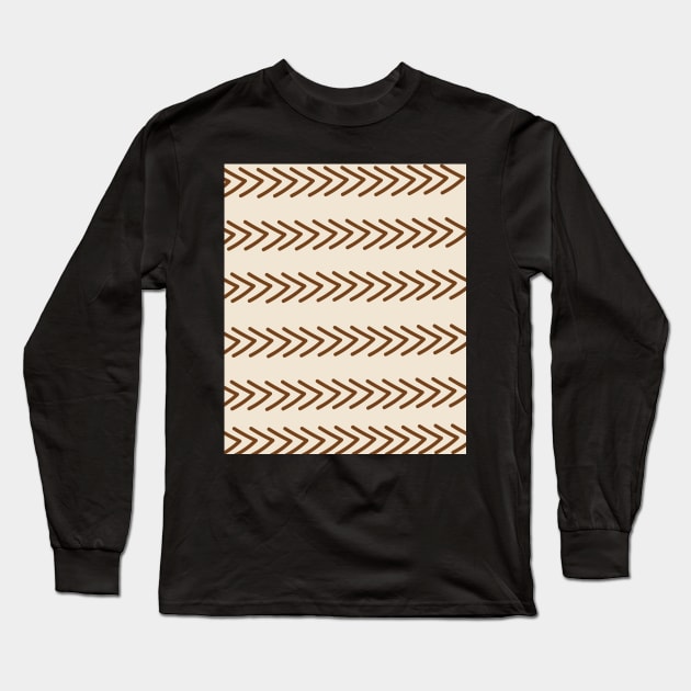 Mudcloth Pattern Minimalist  Abstract  Terracotta  Boho  Pattern Long Sleeve T-Shirt by zedonee